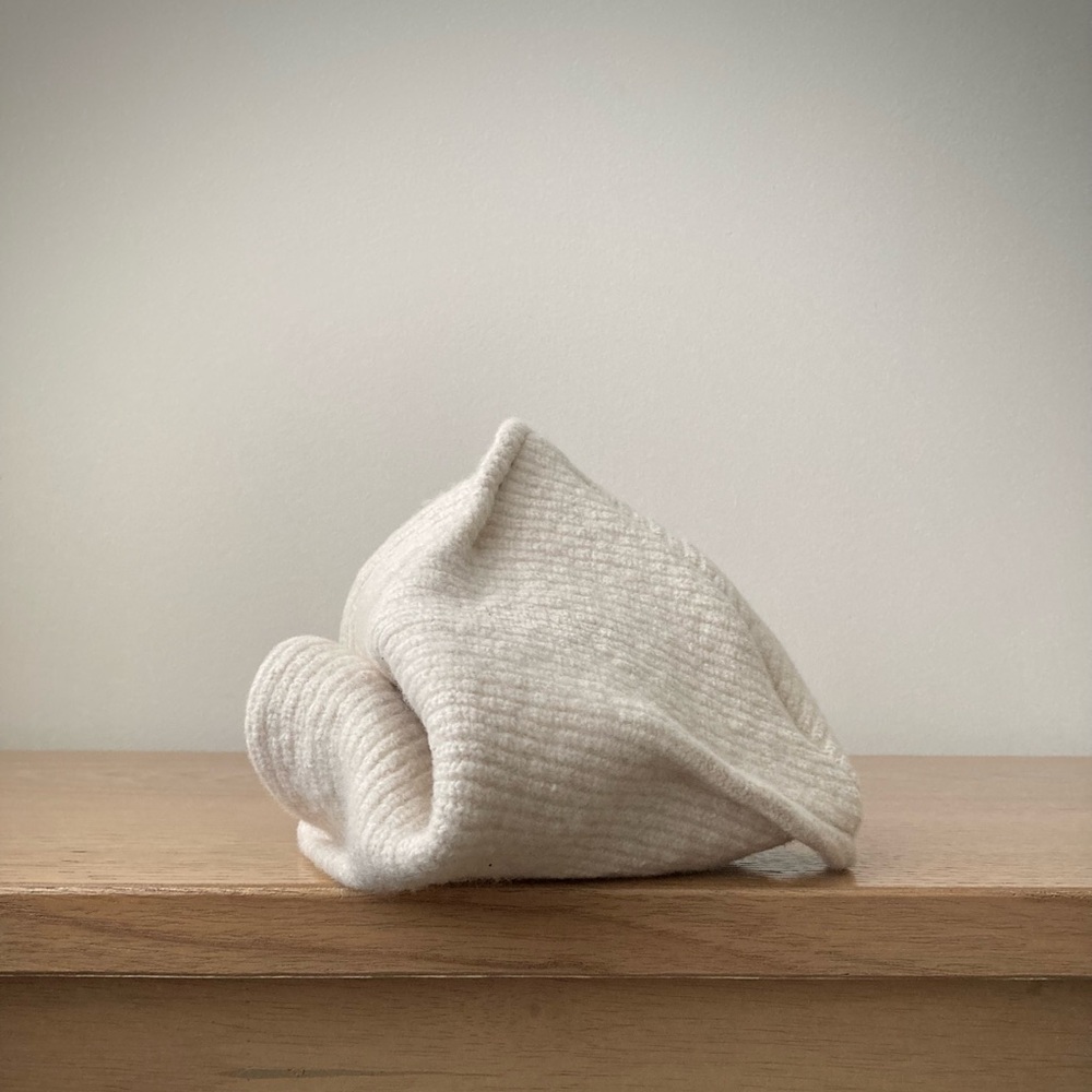 joodito origami crown wool cotton sweater hat ribbed beanie bucket cloche cream - Picture 10 of 11